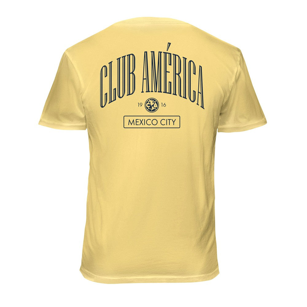 Club America 1863FC Back Wordmark Soft Wash T-Shirts - Yellow