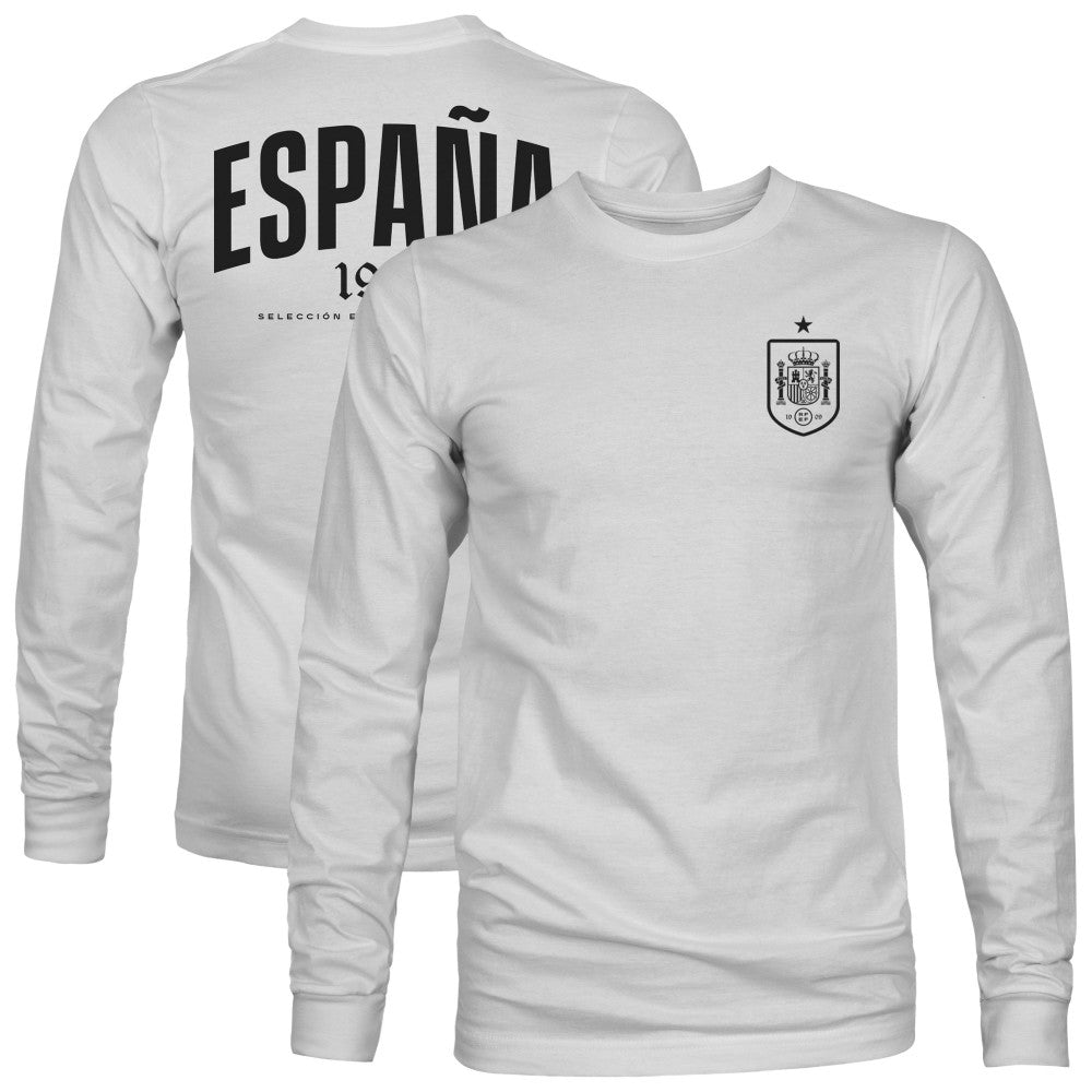 Spain National Team 1863FC Back Team Arch Long Sleeve T-Shirts - Gray