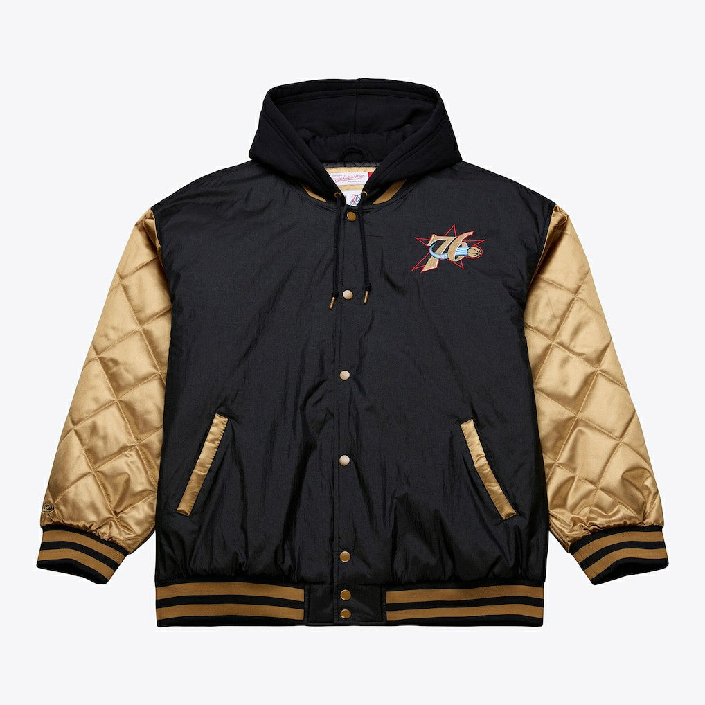 Mitchell & Ness - Philadelphia 76ers Hardwood Classics 76 Originals Collection Fushion Full-Snap Hoodie Jacket - Black