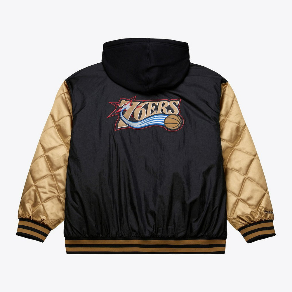 Mitchell & Ness - Philadelphia 76ers Hardwood Classics 76 Originals Collection Fushion Full-Snap Hoodie Jacket - Black