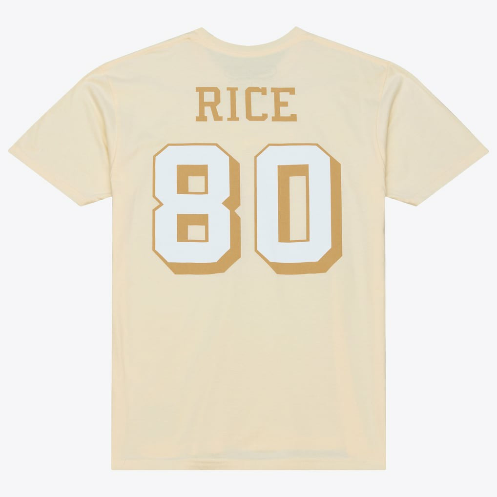 Jerry Rice San Francisco 49ers Sandman Name & Number T-Shirt Cream - Mitchell & Ness