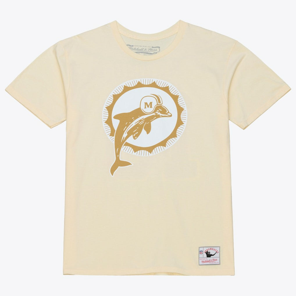 Dan Marino Miami Dolphins Sandman Name & Number T-Shirt Cream - Mitchell & Ness