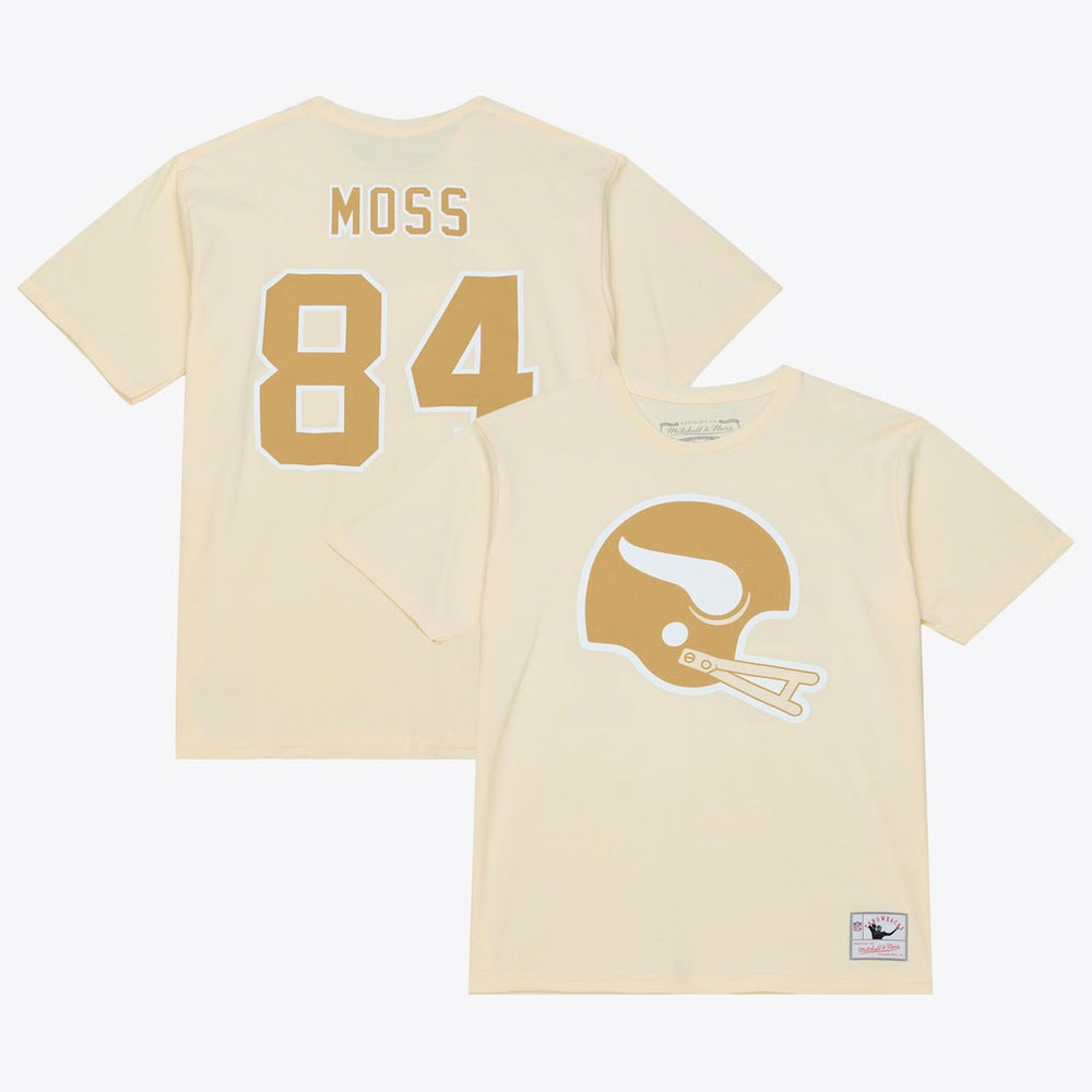 Randy Moss Minnesota Vikings Sandman Name & Number T-Shirt Cream - Mitchell & Ness