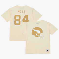 Randy Moss Minnesota Vikings Sandman Name & Number T-Shirt Cream - Mitchell & Ness