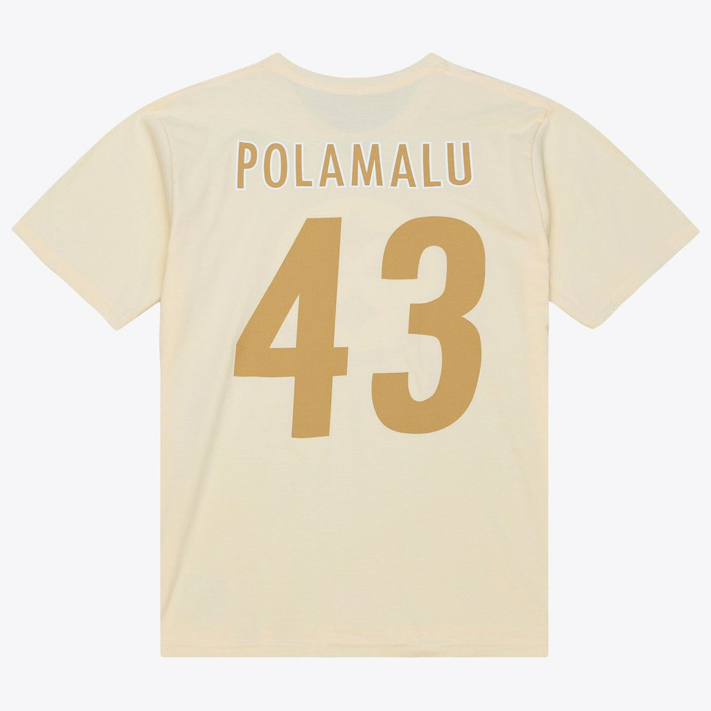 Troy Polamalu Pittsburgh Steelers Sandman Name & Number T-Shirt Cream - Mitchell & Ness