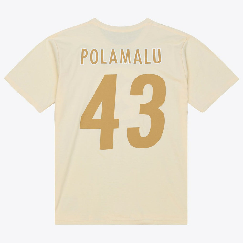 Troy Polamalu Pittsburgh Steelers Sandman Name & Number T-Shirt Cream - Mitchell & Ness