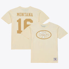 Joe Montana San Francisco 49ers Sandman Name & Number T-Shirt Cream - Mitchell & Ness