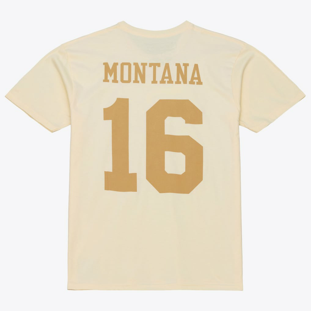 Joe Montana San Francisco 49ers Sandman Name & Number T-Shirt Cream - Mitchell & Ness