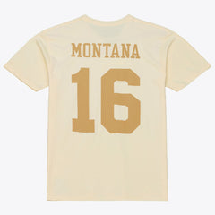 Joe Montana San Francisco 49ers Sandman Name & Number T-Shirt Cream - Mitchell & Ness