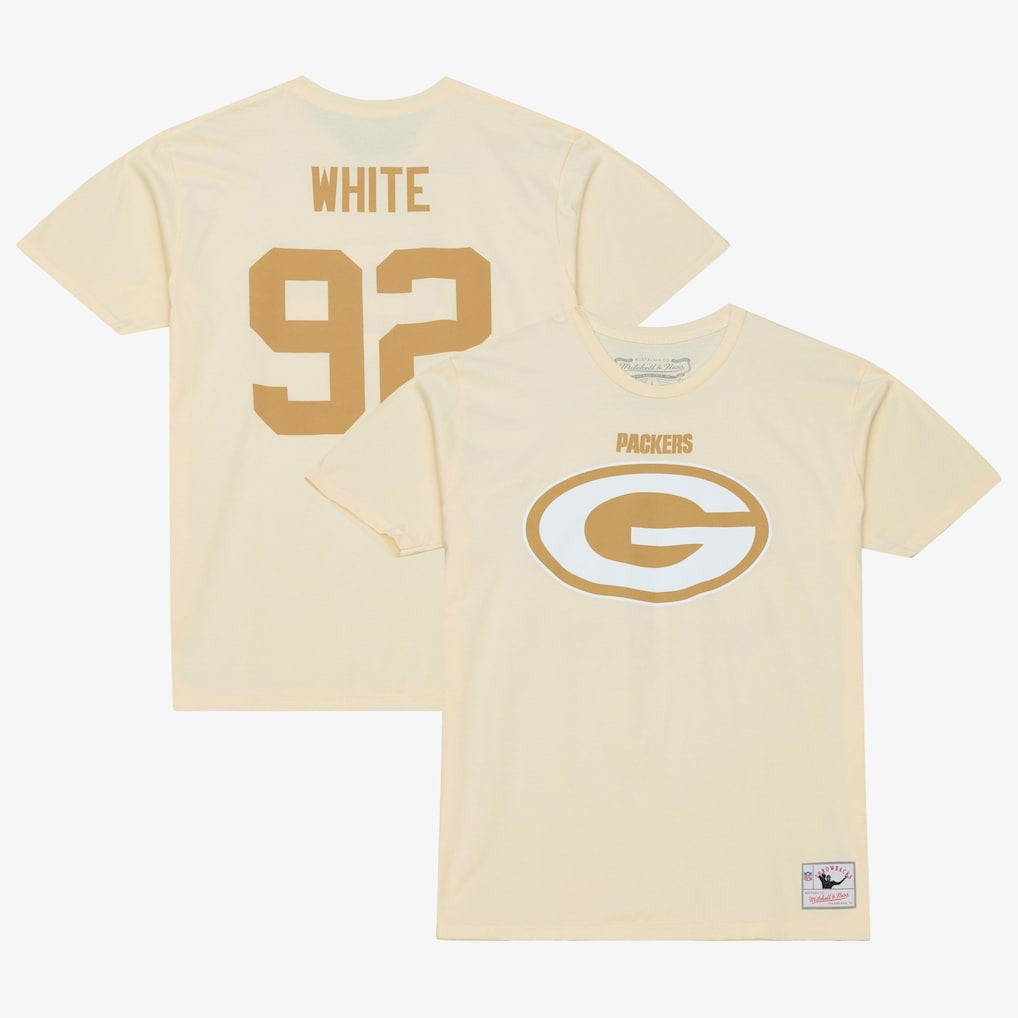 Reggie White Green Bay Packers Sandman Name & Number T-Shirt Cream - Mitchell & Ness