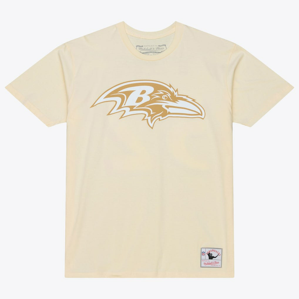 Ray Lewis Baltimore Ravens Sandman Name & Number T-Shirt Cream - Mitchell & Ness