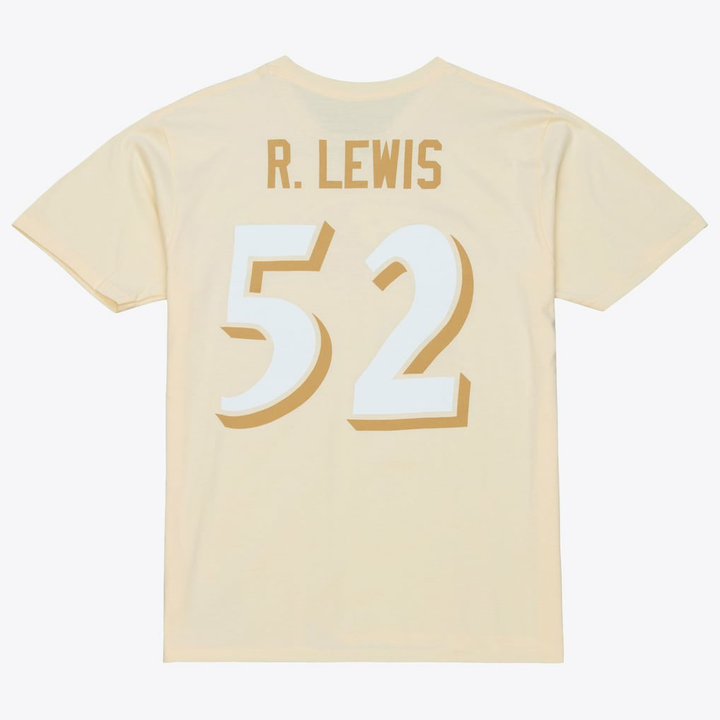 Ray Lewis Baltimore Ravens Sandman Name & Number T-Shirt Cream - Mitchell & Ness