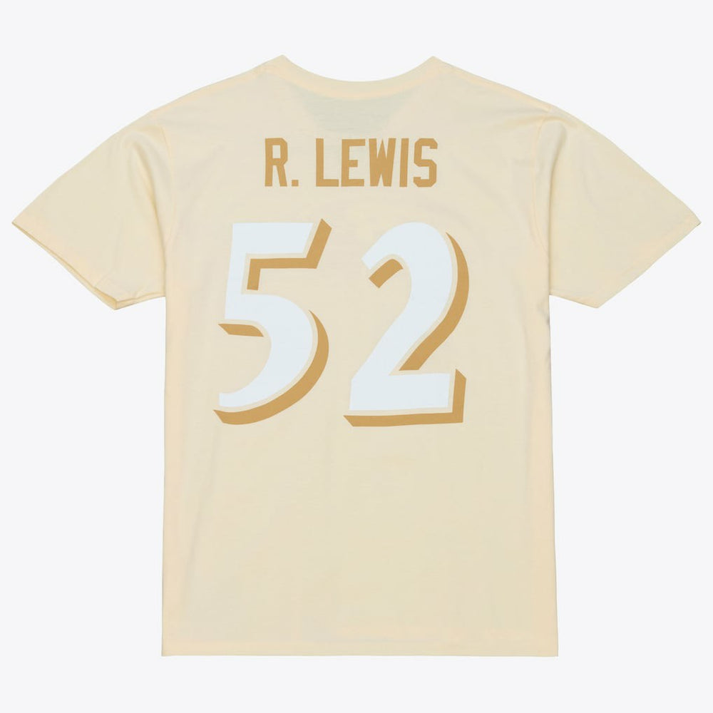 Ray Lewis Baltimore Ravens Sandman Name & Number T-Shirt Cream - Mitchell & Ness
