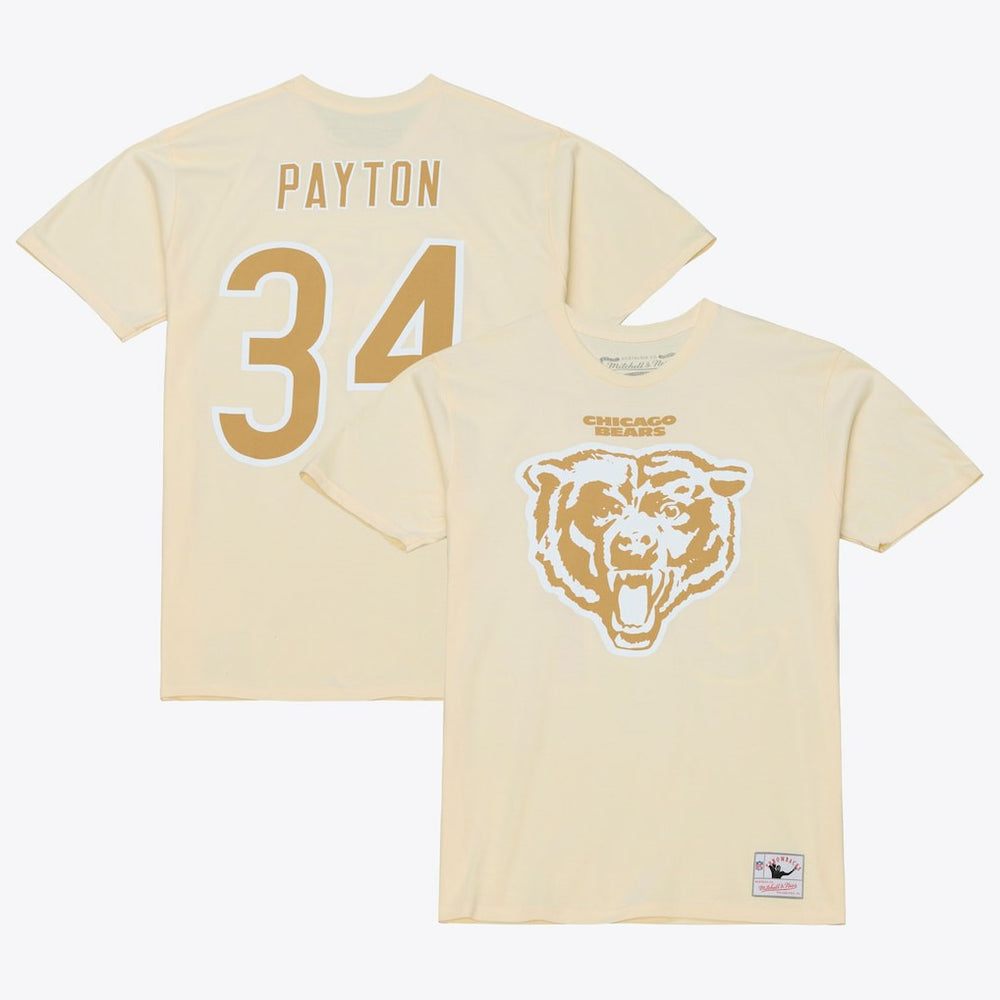 Walter Payton Chicago Bears Sandman Name & Number T-Shirt Cream - Mitchell & Ness