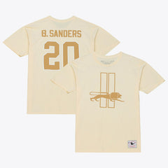 Barry Sanders Detroit Lions Sandman Name & Number T-Shirt Cream - Mitchell & Ness