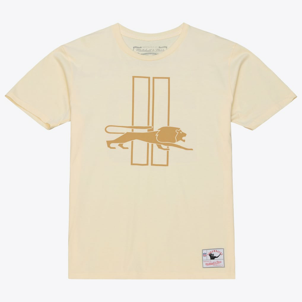Barry Sanders Detroit Lions Sandman Name & Number T-Shirt Cream - Mitchell & Ness