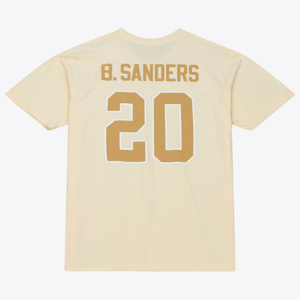 Barry Sanders Detroit Lions Sandman Name & Number T-Shirt Cream - Mitchell & Ness