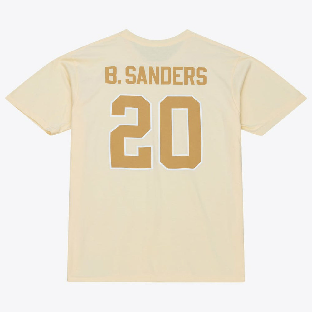 Barry Sanders Detroit Lions Sandman Name & Number T-Shirt Cream - Mitchell & Ness