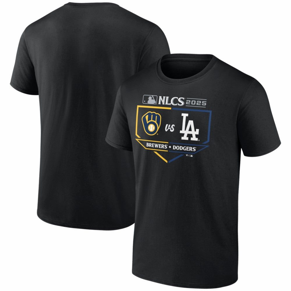 Milwaukee Brewers vs. Los Angeles Dodgers 2025 National League Championship Series Matchup Batter's Box T-Shirt Lifestyle