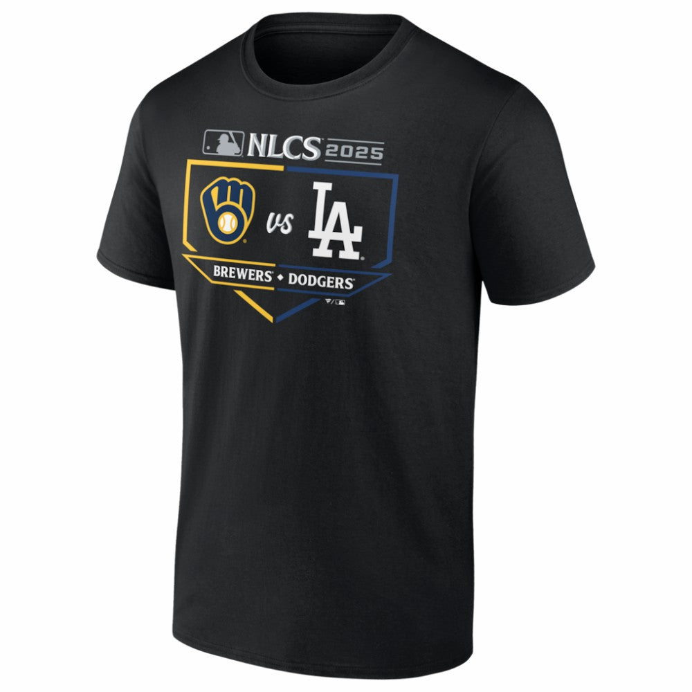 Milwaukee Brewers vs. Los Angeles Dodgers 2025 National League Championship Series Matchup Batter's Box T-Shirt Lifestyle