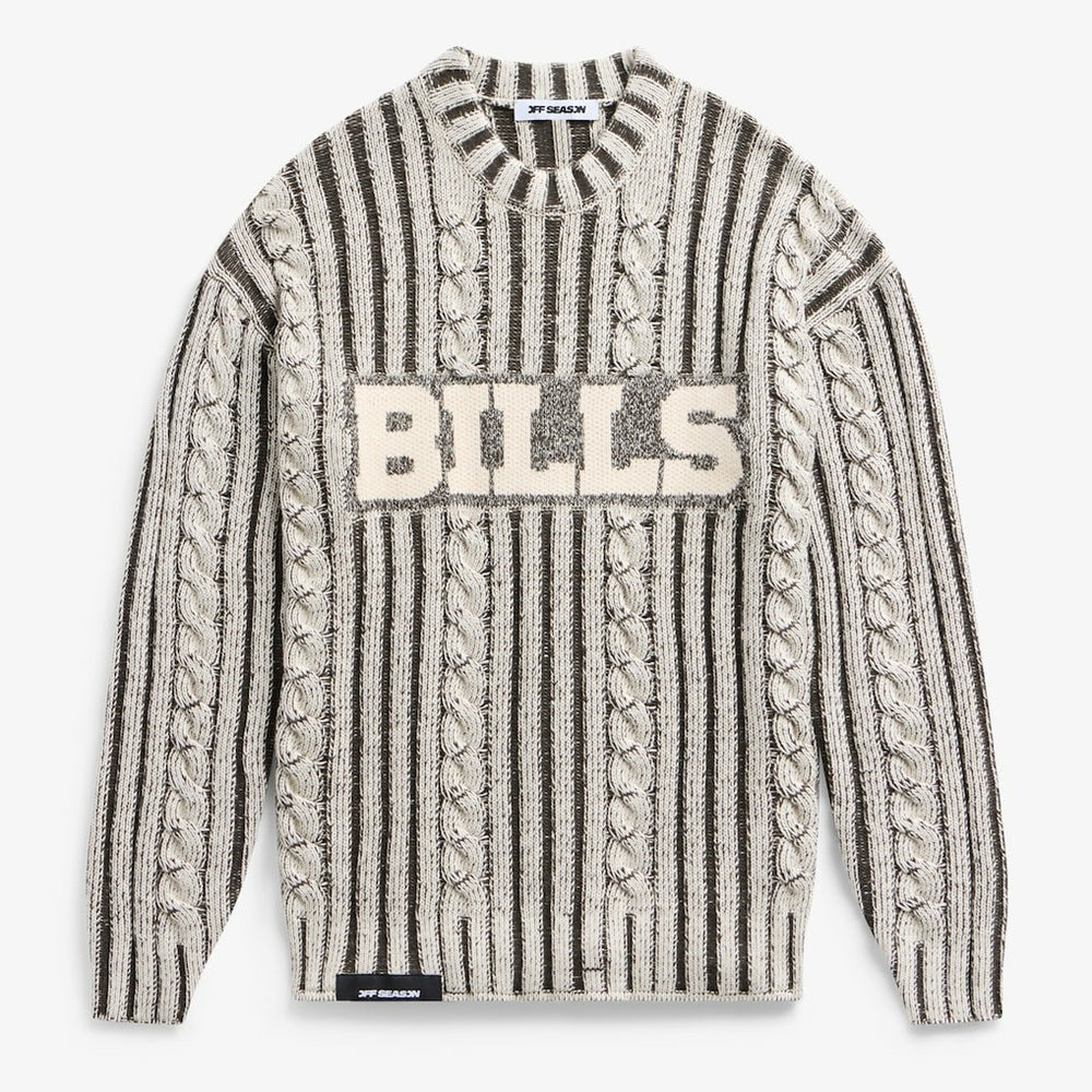 Buffalo Bills Off Season x NFL Unisex Cable Knit Sweater Cream/Gray - NFL