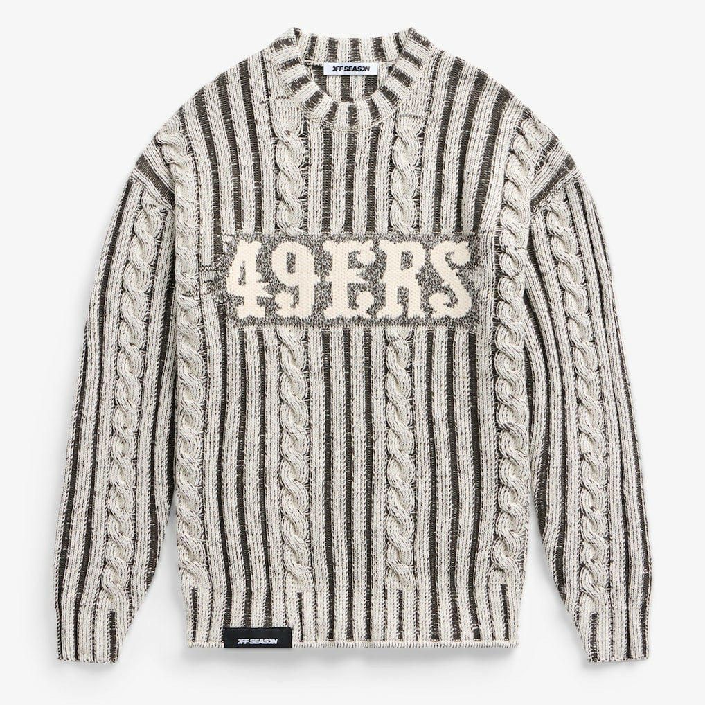 San Francisco 49ers Off Season x NFL Unisex Cable Knit Sweater Cream/Gray - NFL