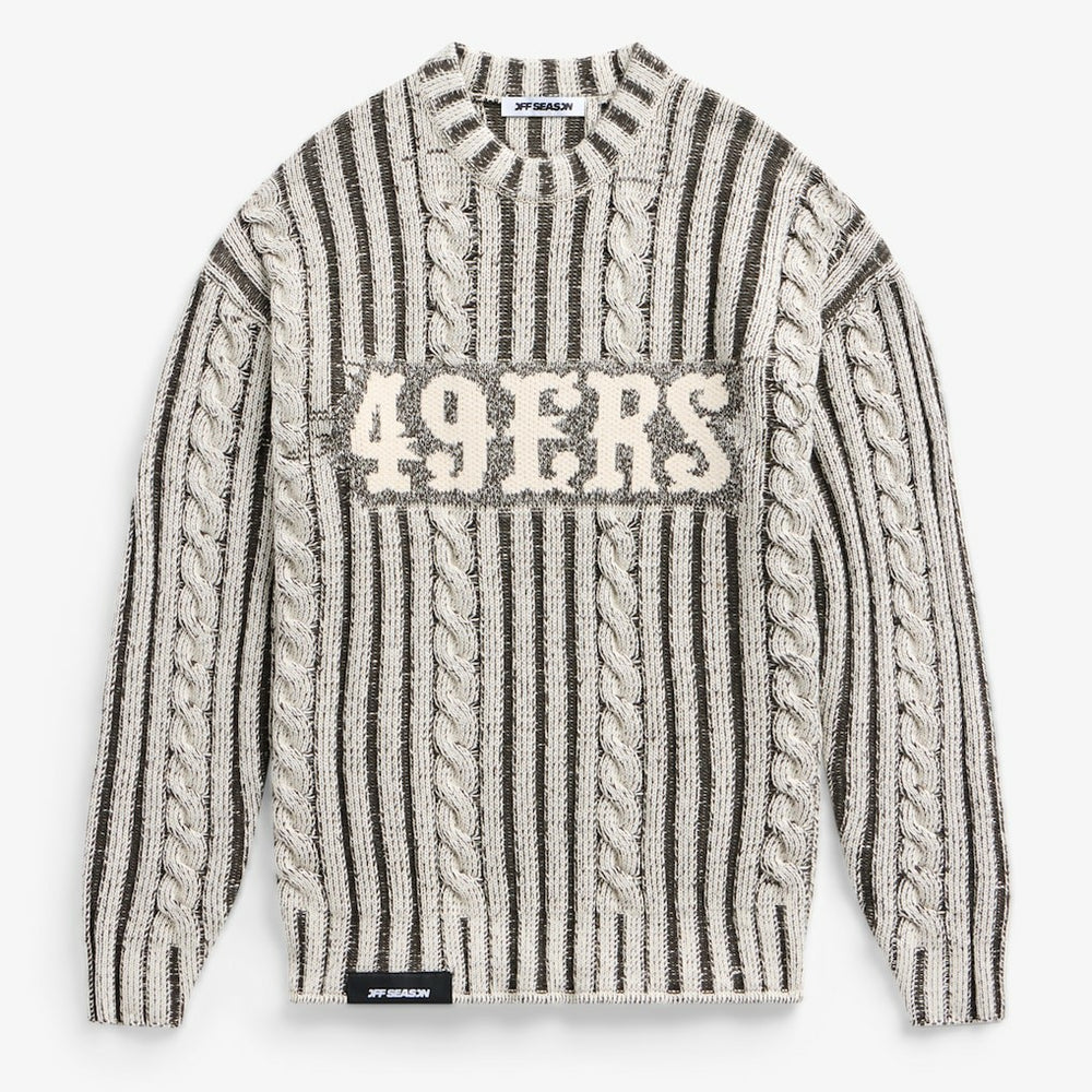 San Francisco 49ers Off Season x NFL Unisex Cable Knit Sweater Cream/Gray - NFL