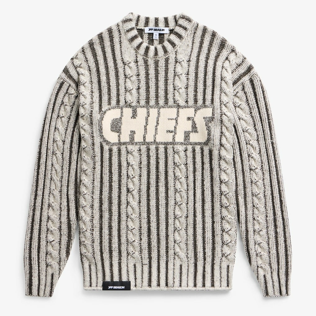 Kansas City Chiefs Off Season x NFL Unisex Cable Knit Sweater Cream/Gray - NFL