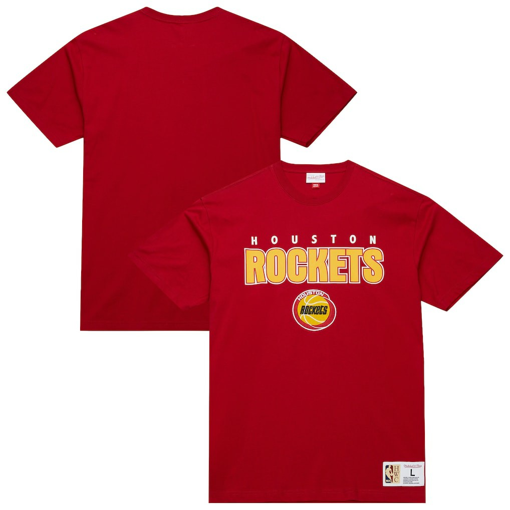 Mitchell & Ness - Houston Rockets Hardwood Classics Throw It Back Premium T-Shirt - Red