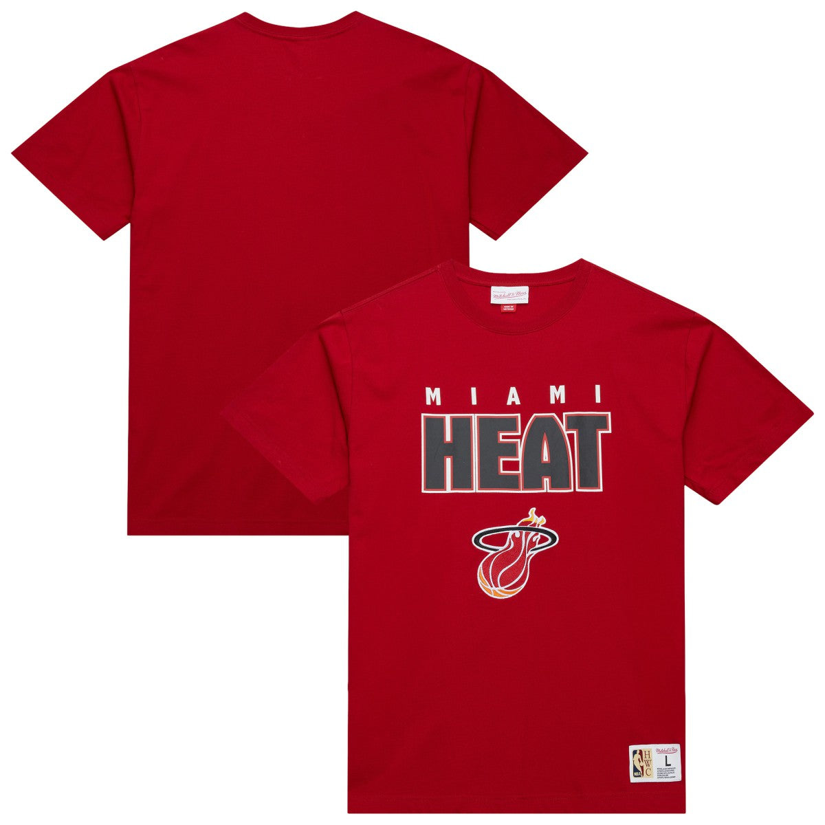 Mitchell & Ness - Miami Heat Hardwood Classics Throw It Back Premium T-Shirt - Red