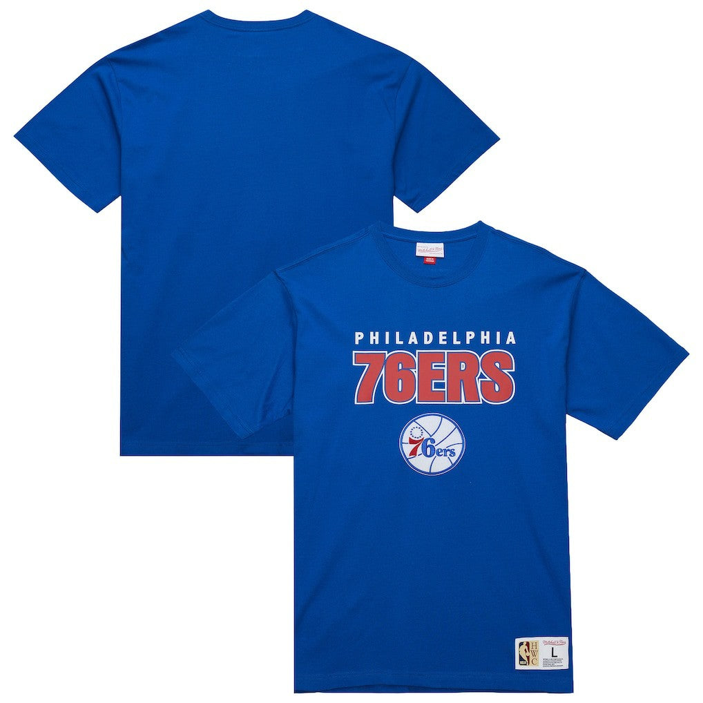 Mitchell & Ness - Philadelphia 76ers Hardwood Classics Throw It Back Premium T-Shirt - Royal
