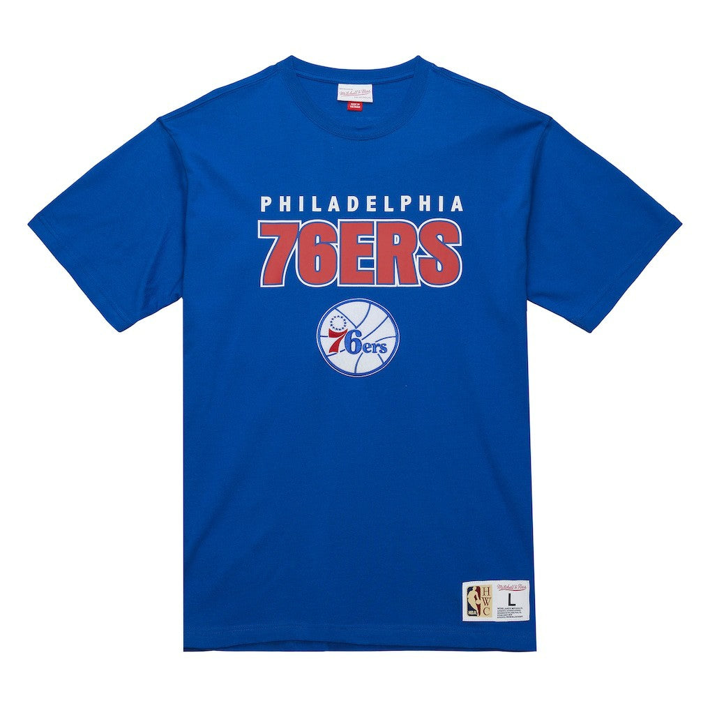 Mitchell & Ness - Philadelphia 76ers Hardwood Classics Throw It Back Premium T-Shirt - Royal