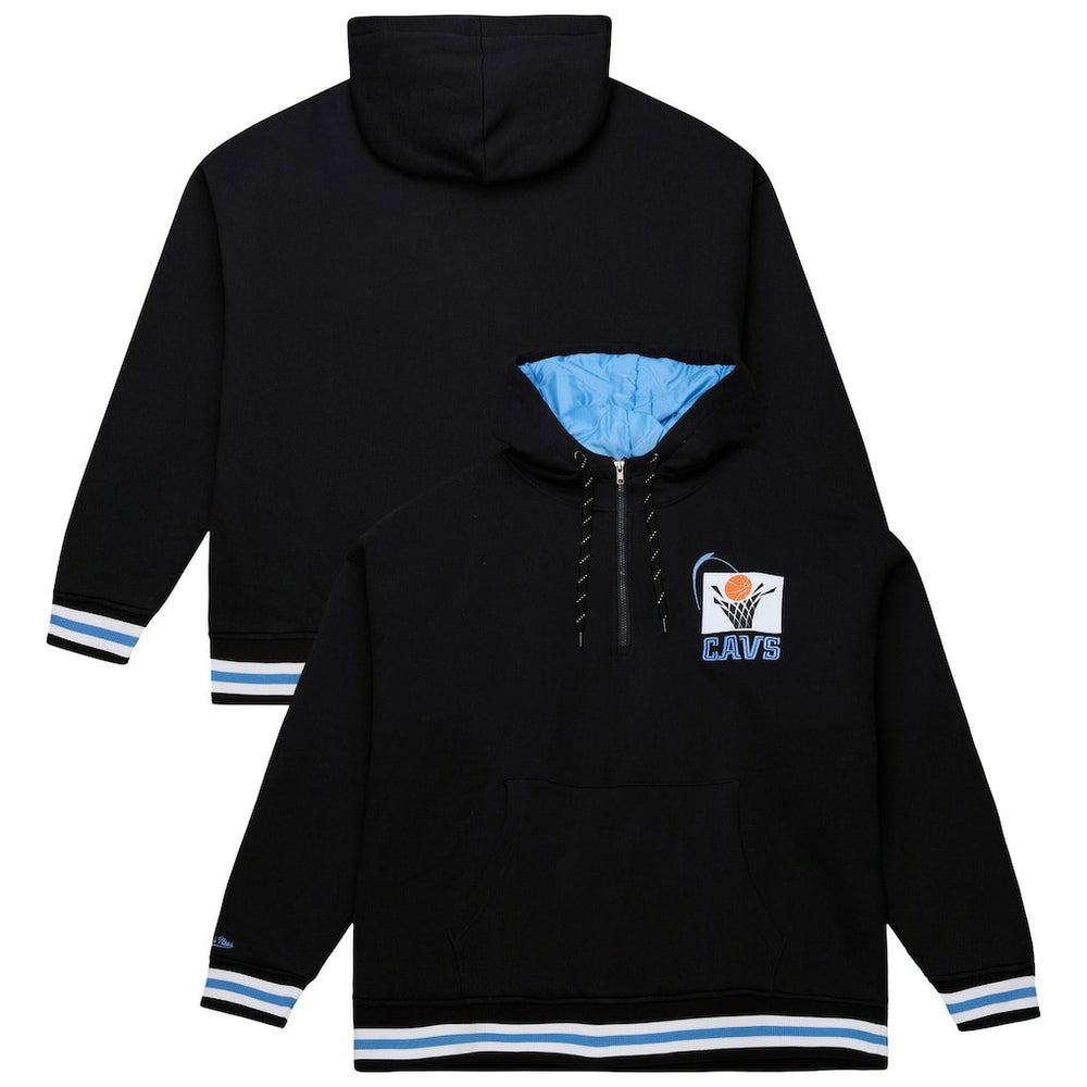 Mitchell & Ness - Cleveland Cavaliers Throw It Back Quilted Fleece Quarter-Zip Hoodie - Black