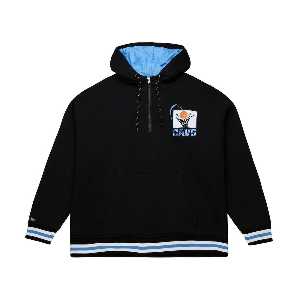 Mitchell & Ness - Cleveland Cavaliers Throw It Back Quilted Fleece Quarter-Zip Hoodie - Black