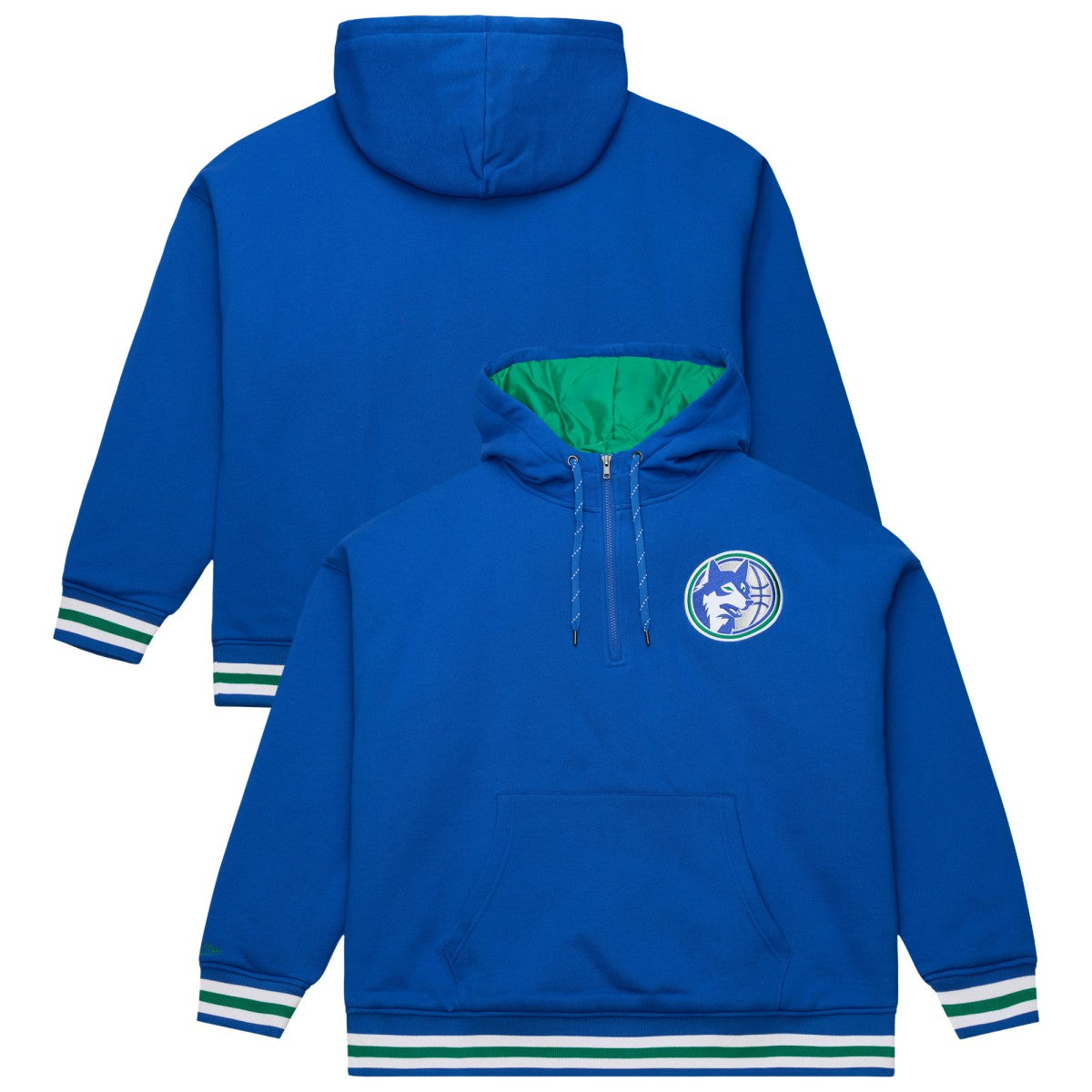 Mitchell & Ness - Minnesota Timberwolves Throw It Back Quilted Fleece Quarter-Zip Hoodie - Royal
