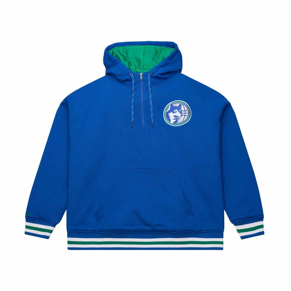 Mitchell & Ness - Minnesota Timberwolves Throw It Back Quilted Fleece Quarter-Zip Hoodie - Royal