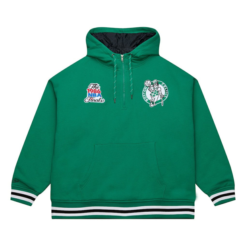 Mitchell & Ness - Boston Celtics Throw It Back Quilted Fleece Quarter-Zip Hoodie - Green