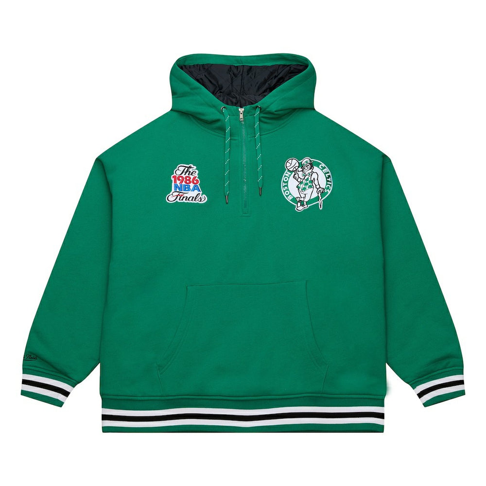 Mitchell & Ness - Boston Celtics Throw It Back Quilted Fleece Quarter-Zip Hoodie - Green