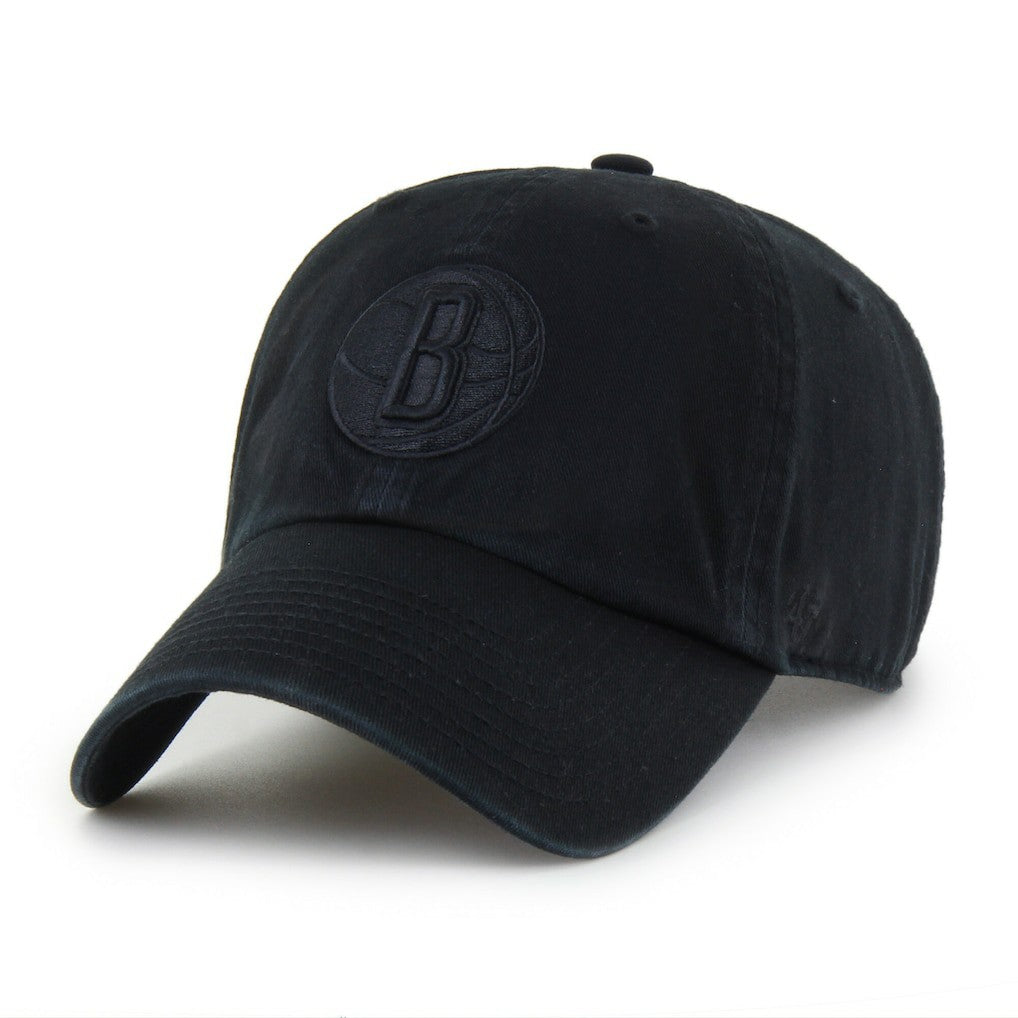 47 brand - Brooklyn Nets '47 Black on Black Clean Up Adjustable Hat