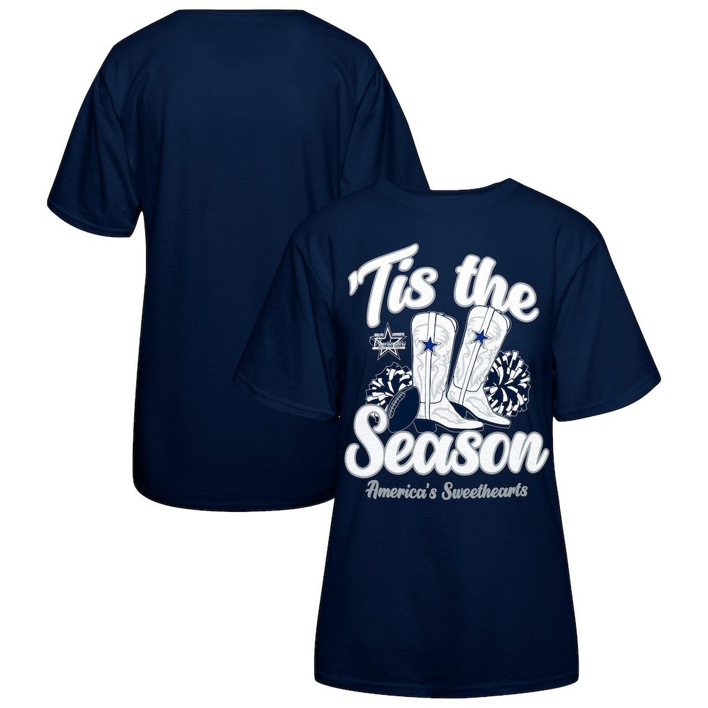 Dallas Cowboys Women's 'Tis The Season Boots T-Shirt Navy - NFL