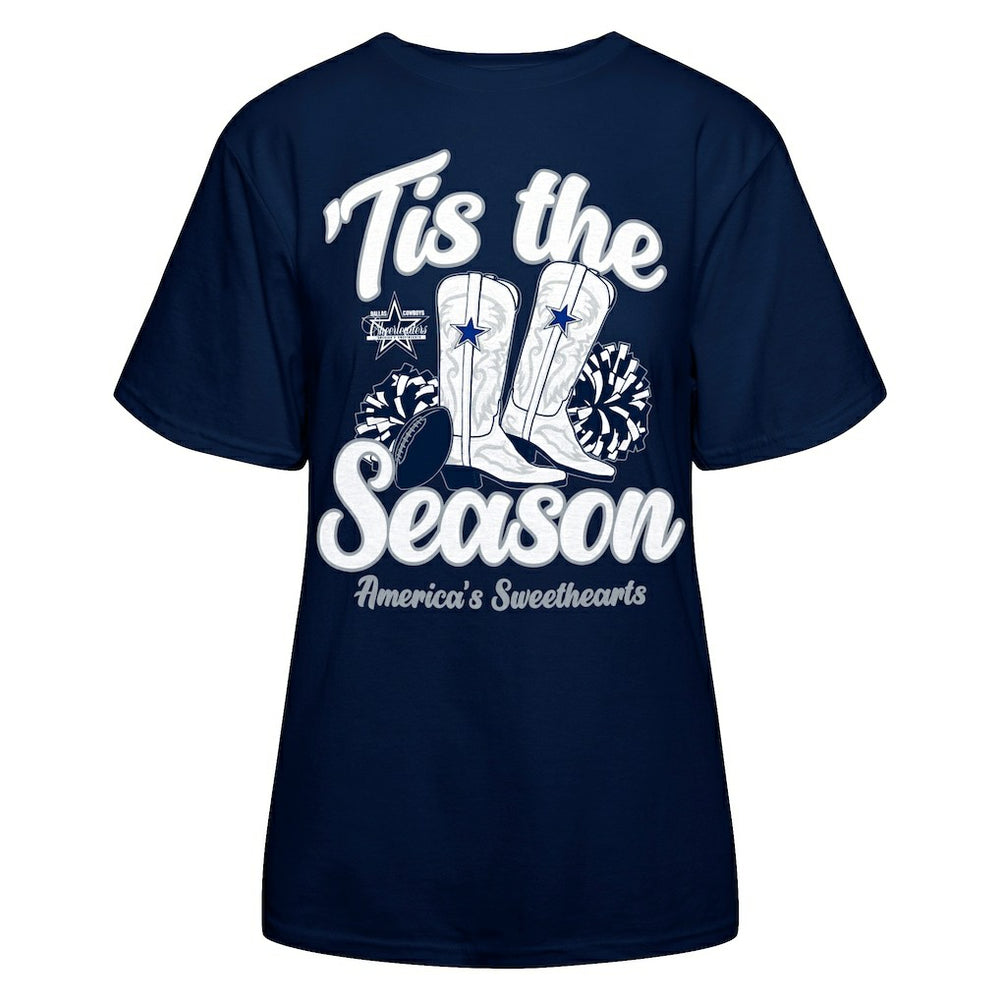 Dallas Cowboys Women's 'Tis The Season Boots T-Shirt Navy - NFL