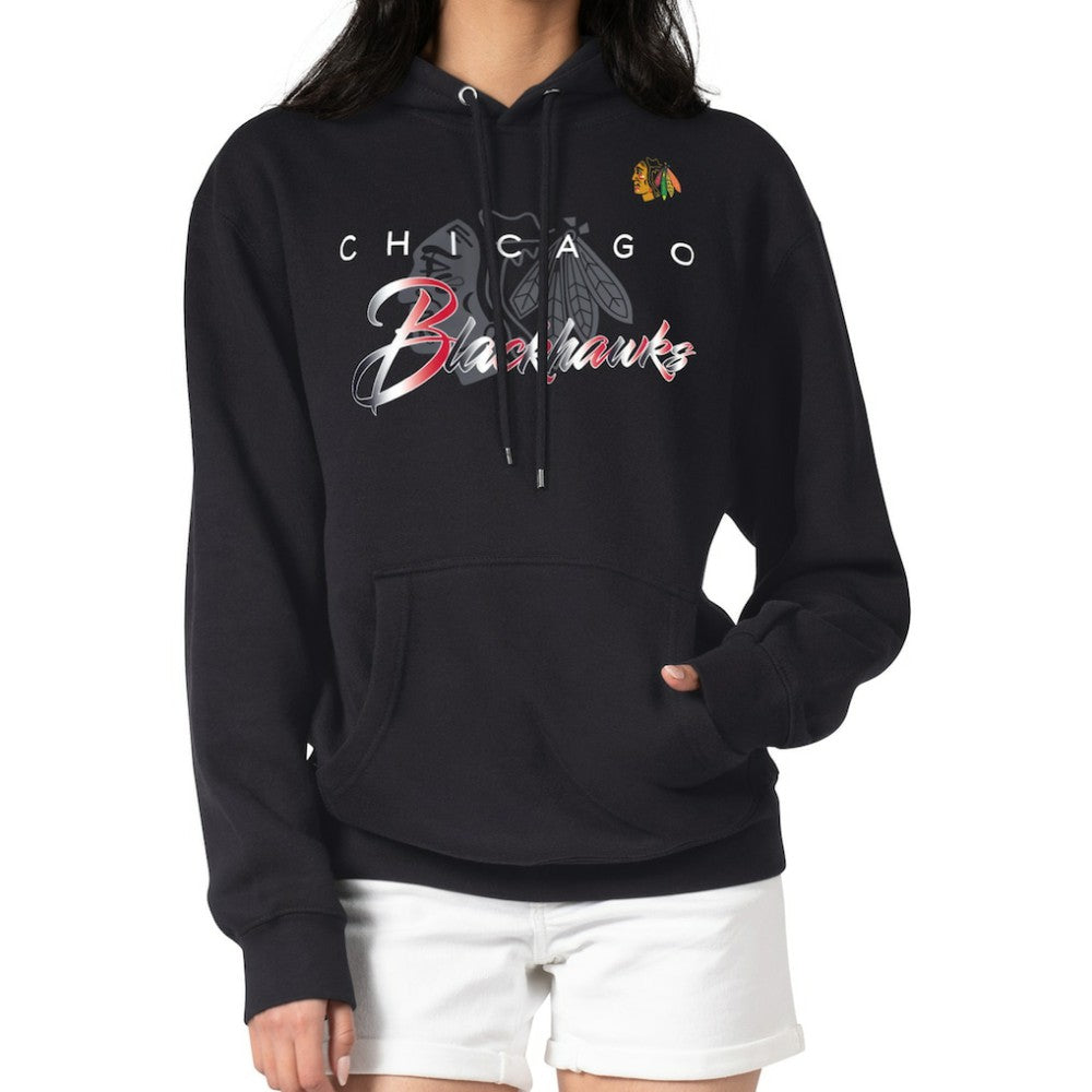 Chicago Blackhawks G-III 4Her by Carl Banks Shadow Logo Fleece Pullover Hoodie Black