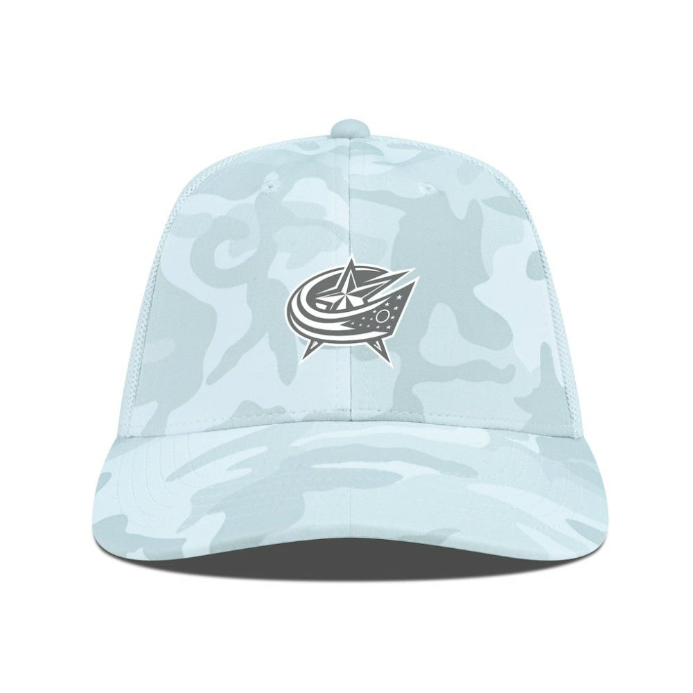 Columbus Blue Jackets - Levelwear Clash Slate & Snow Meshback Flex Hat Camo