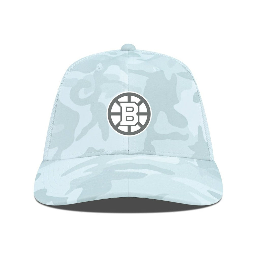 Boston Bruins Levelwear Clash Slate & Snow Meshback Flex Hat Camo
