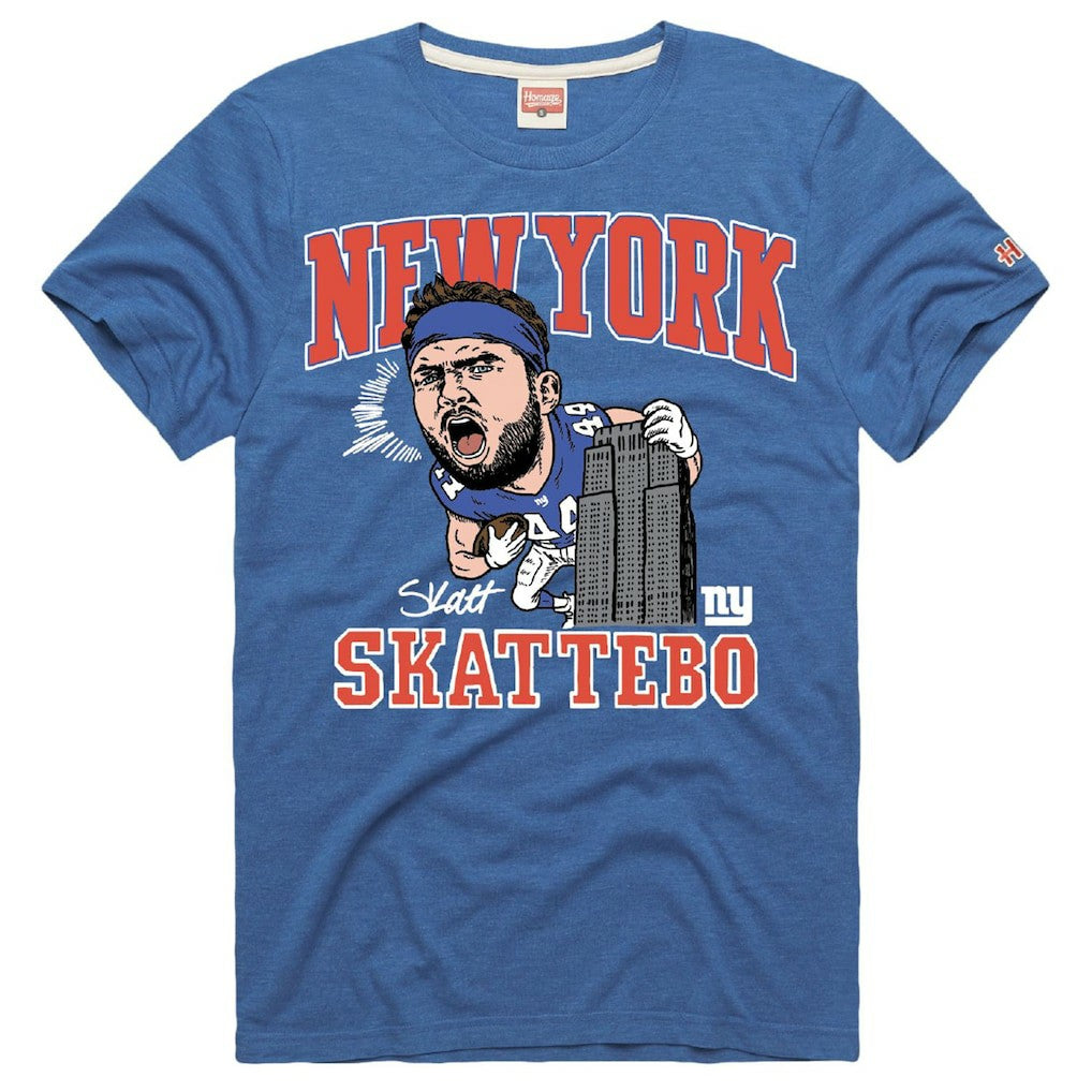 Cam Skattebo New York Giants Homage Unisex Caricature Player Graphic Tri-Blend T-Shirt Royal - NFL