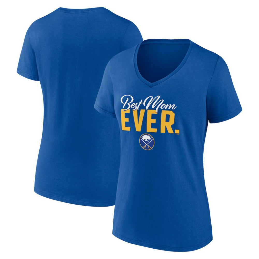 Buffalo Sabres - Women's Best Mom Ever V-Neck T-Shirt Royal