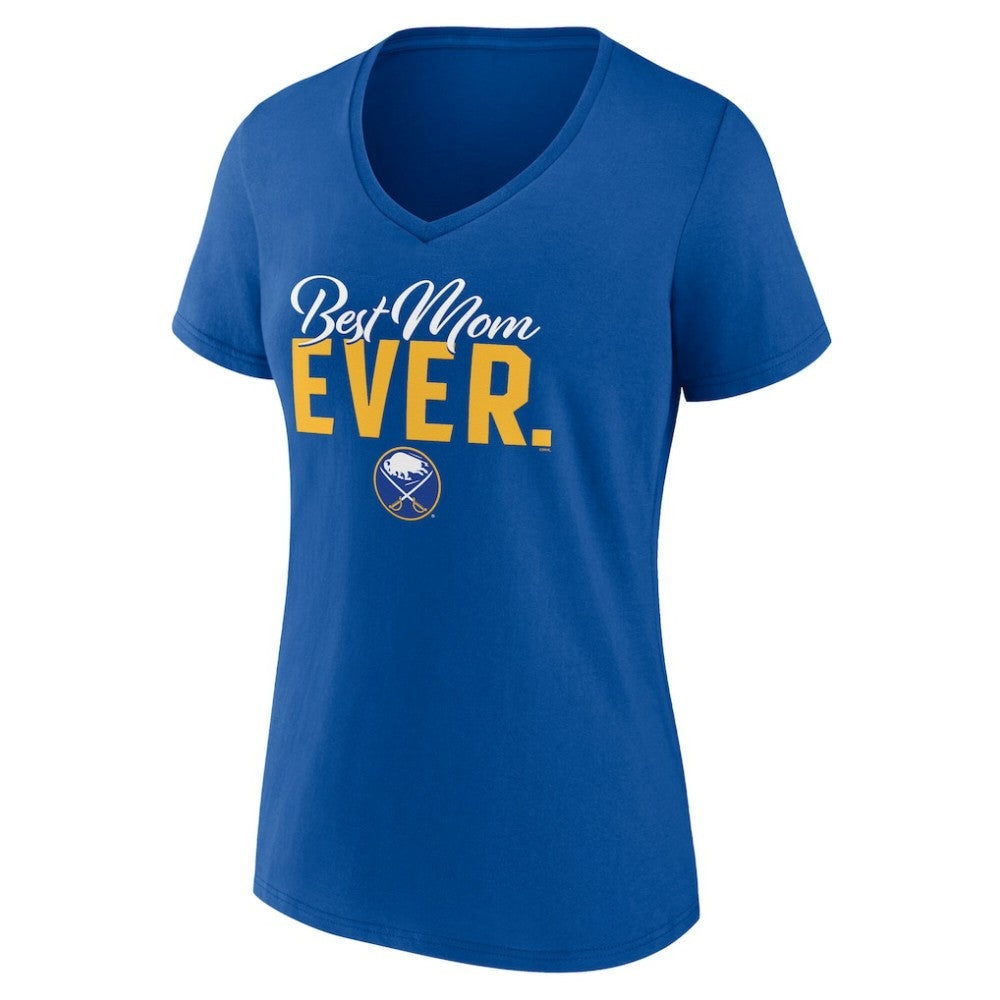 Buffalo Sabres - Women's Best Mom Ever V-Neck T-Shirt Royal