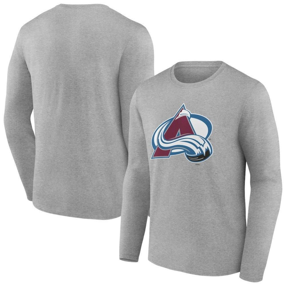 Colorado Avalanche - Women's Primary Logo Long Sleeve V-Neck T-Shirt Gray