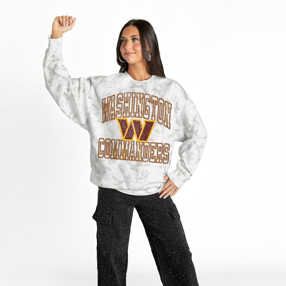 Washington Commanders Gameday Couture Women's Whiteout Oversized Premium Fleece Sweatshirt Arctic Camo - NFL