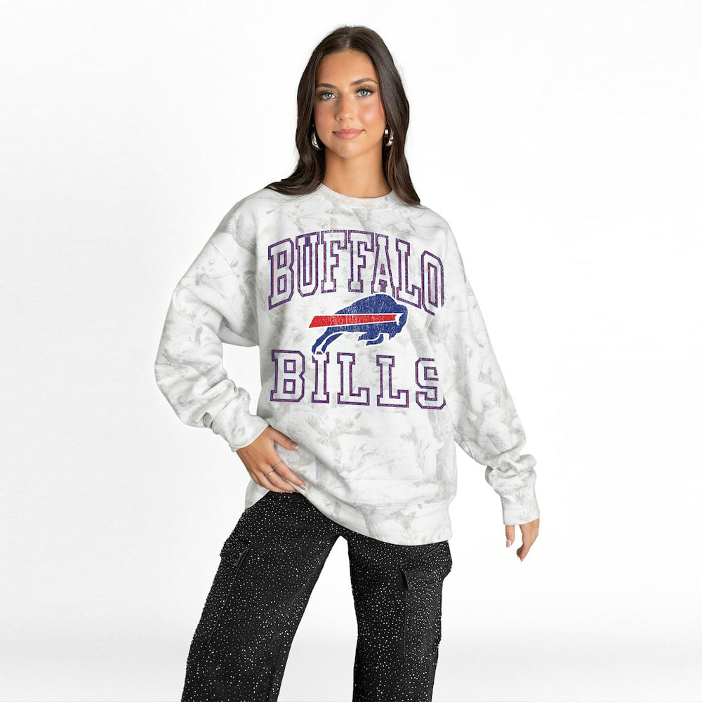 Buffalo Bills Gameday Couture Women's Whiteout Oversized Premium Fleece Sweatshirt Arctic Camo - NFL